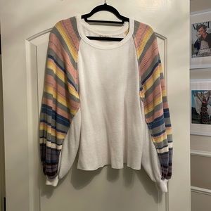 free people long sleeve shirt with big colorful sleeves.